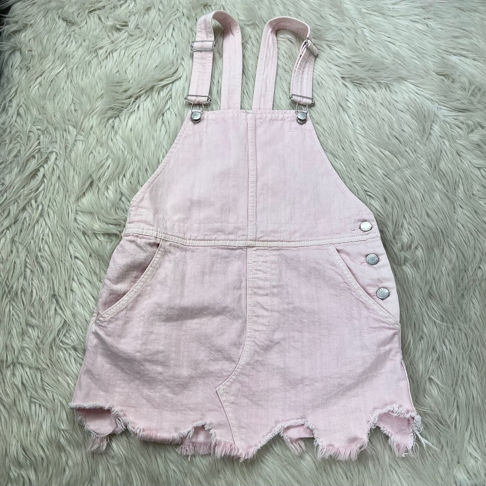 Free People Women's Pale pink Denim Overall Skirt / Dress